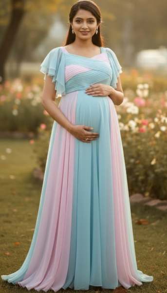 Pastel Color Block Babyshower Gown
