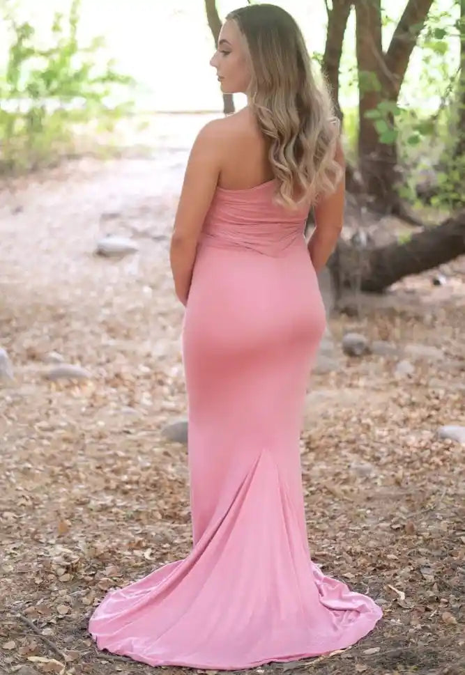 Tie Front One Shoulder Gown with Mini Train