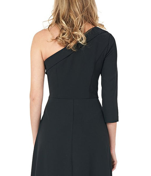 Black One Shoulder Walk Thru Jumpsuit Dress