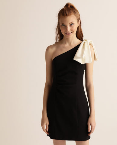 Black Dress With Bow One Shoulder