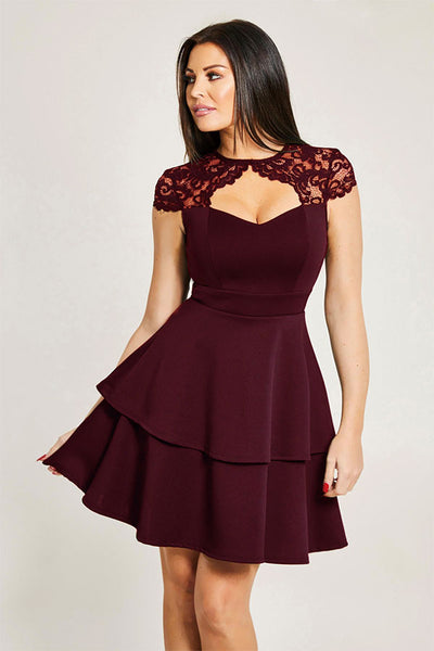 Black Lace Peplum Cocktail Dress