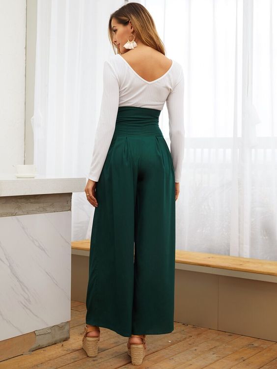 Bottle Green & White Casual Set