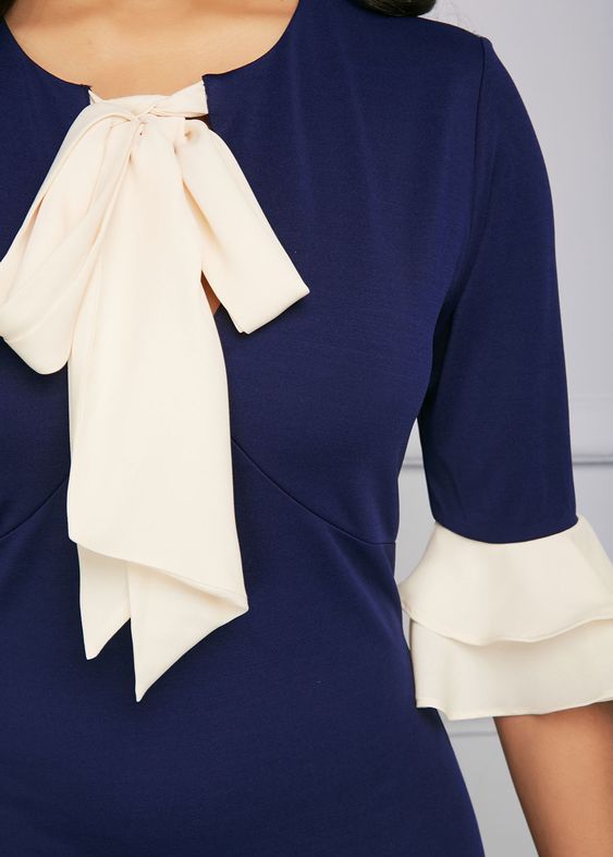 Dual Effect Tie Neck Midi Dress