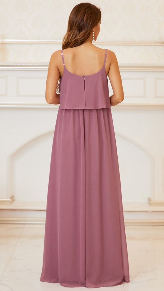 Dusty Pink Spaghetti Strap Maternity Gown