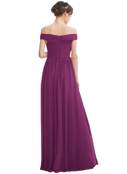Burgundy Wine Off-Shoulder Ruched Maternity Gown