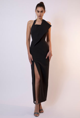 Black Cobra Halter Neck Maxi