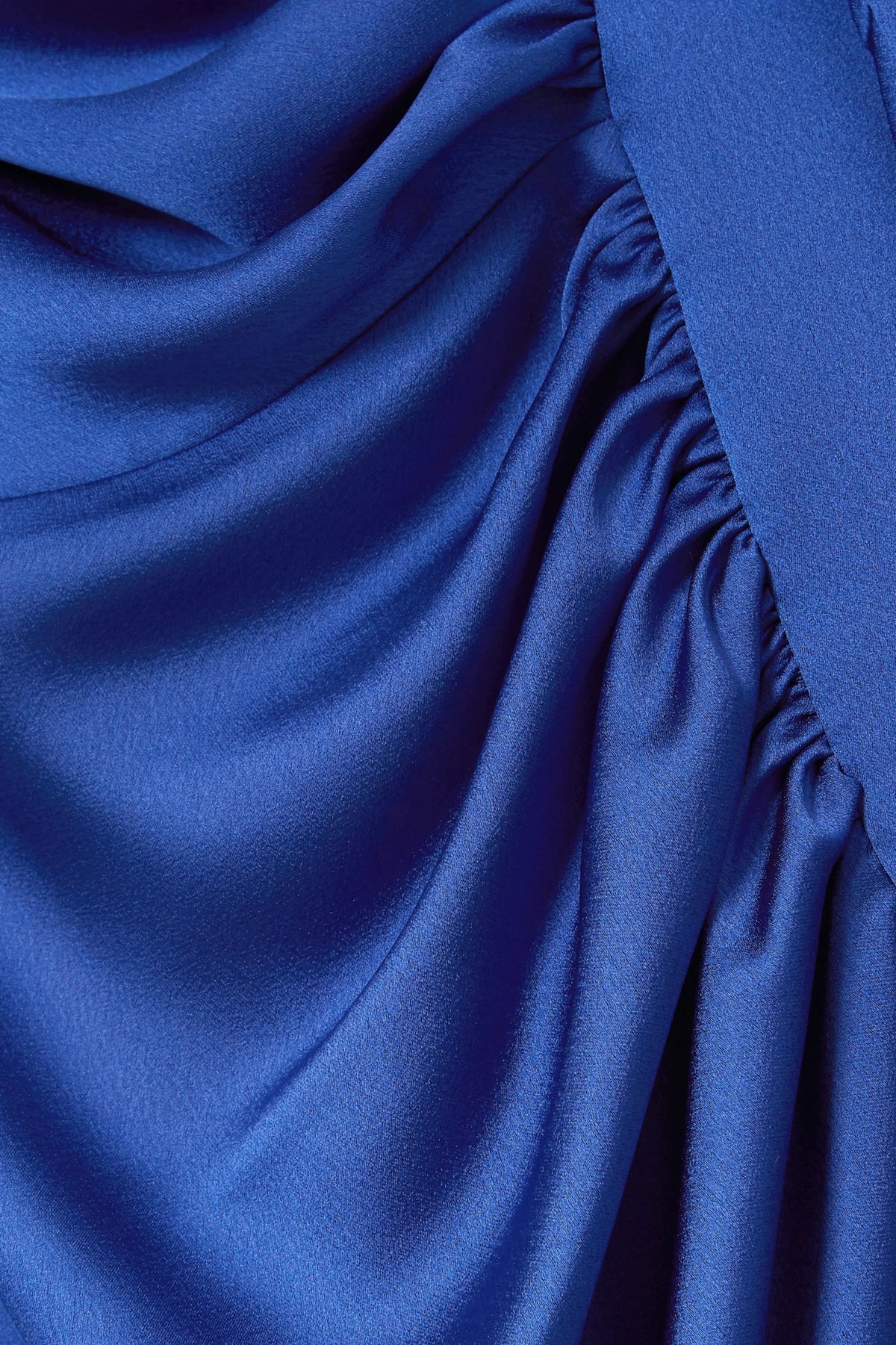 Royal Blue Satin Gathered Tulip Hem Midi