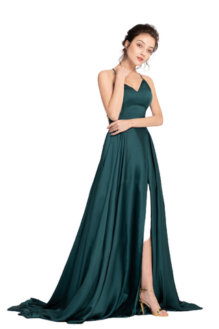 Bottle Green Pretty Backless Slitted Maxi Gown