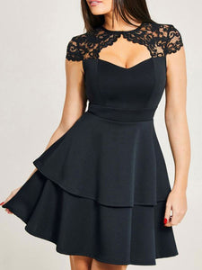 Black Lace Peplum Cocktail Dress