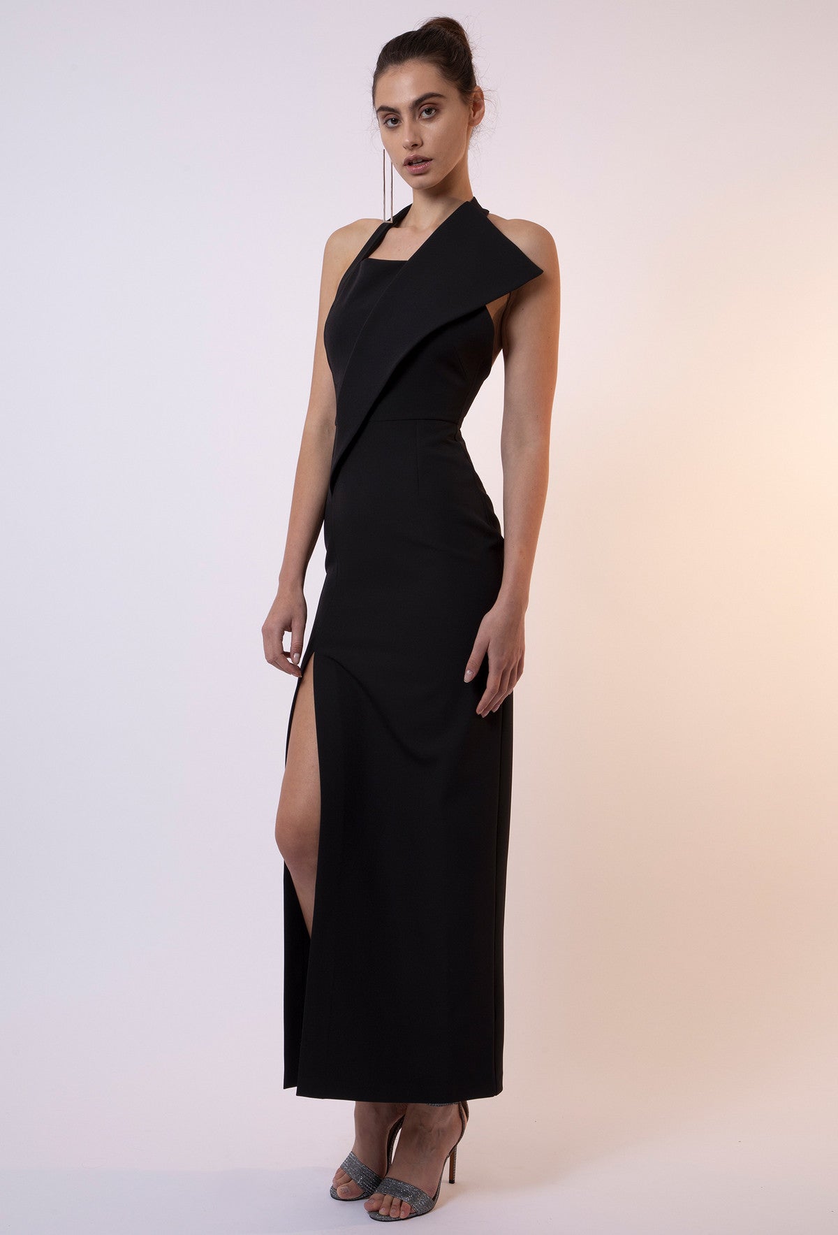 Black Cobra Halter Neck Maxi