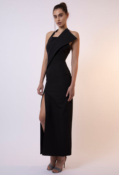 Black Cobra Halter Neck Maxi