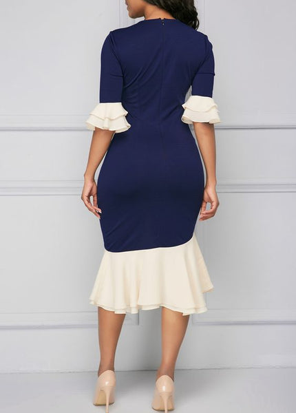 Dual Effect Tie Neck Midi Dress