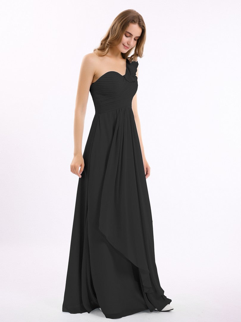 Hot Pink One Shoulder Ruffle Frill Hi-Low Maxi