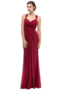 Maroon Ruched Sweetheart Sleeveless Evening Gown