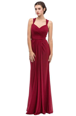 Maroon Ruched Sweetheart Sleeveless Evening Gown