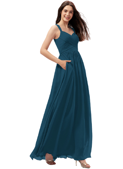 Teal Green Ruched Oval Back Cut Out Maxi