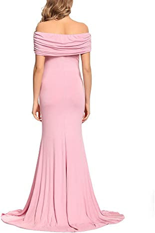 Blush Pink Off-Shoulder Maternity Gown