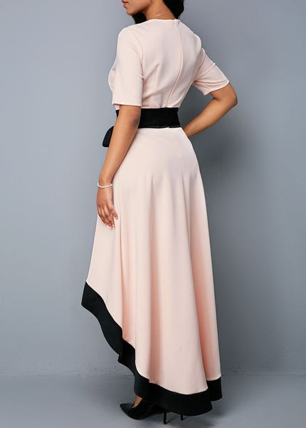 Blush Pink Tie-Waist Hi-Low Dress