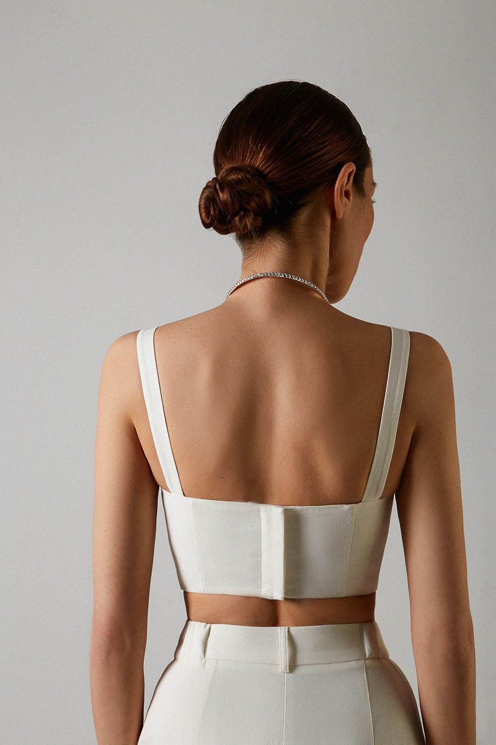 Off-White Bustier With Pleated Pants Set