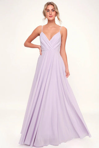 Lilac Ruched Strappy Flared Maxi