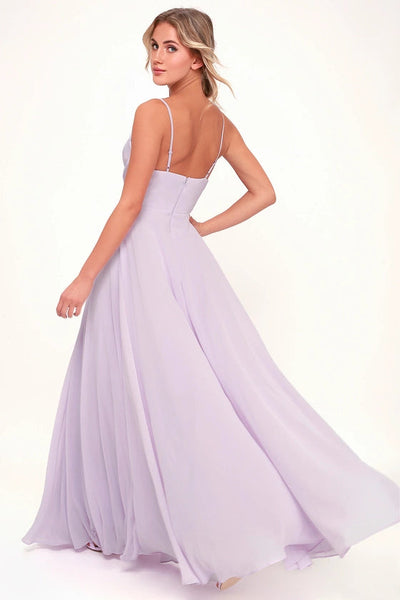 Lilac Ruched Strappy Flared Maxi