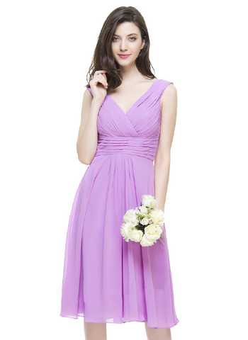 Lavender Ruched Flared Midi