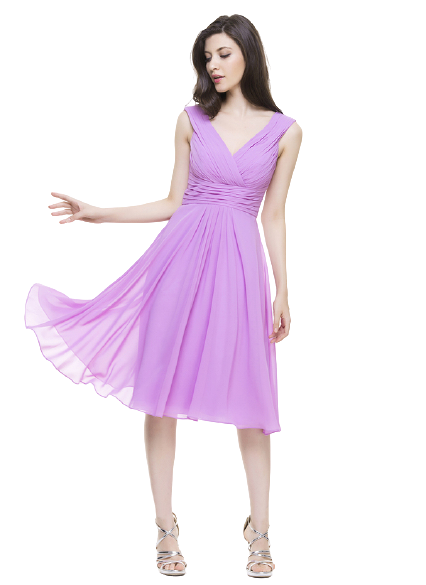 Lavender Ruched Flared Midi