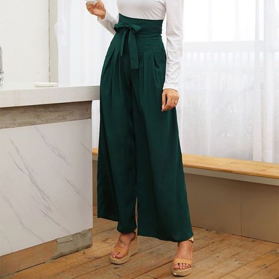 Bottle Green & White Casual Set