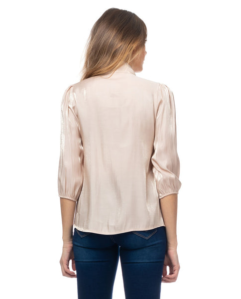 Dusty Pink Tie Neck Collar Shirt Top