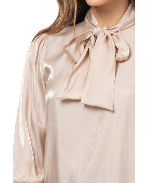 Dusty Pink Tie Neck Collar Shirt Top