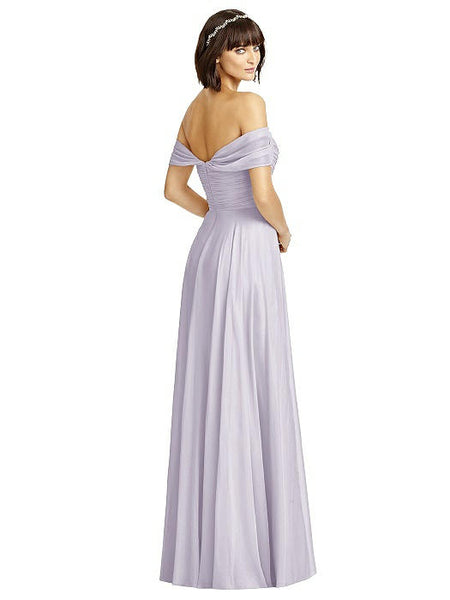 Lilac Off-Shoulder Ruched Bridesmaid Dress