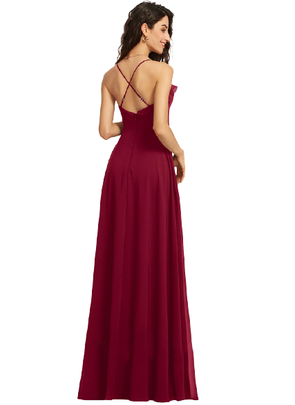 Maroon Spaghetti Strap Cross Back Maxi