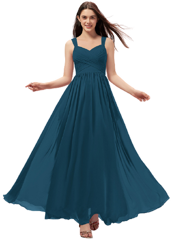 Teal Green Ruched Oval Back Cut Out Maxi