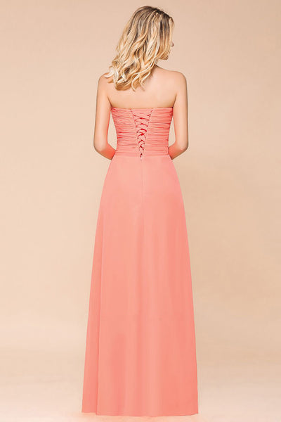 Coral Ruched Knot Off-Shoulder Slit Dress