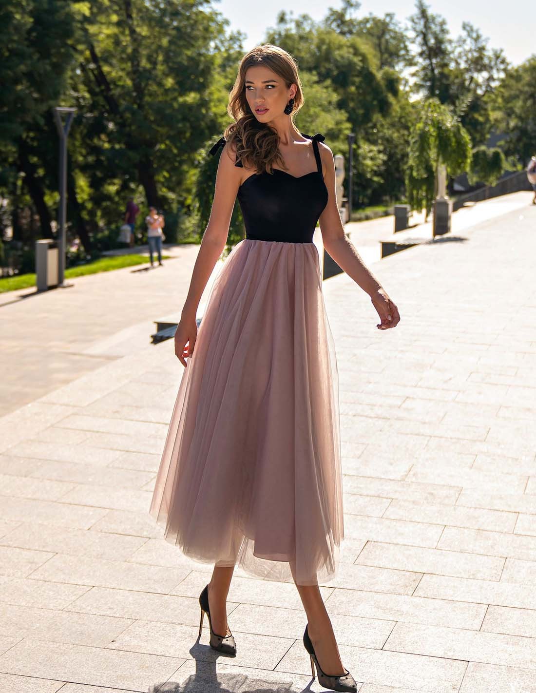 Black & Dusty Pink Mesh Detail Midi ShObO Black & Dusty Pink Mesh Detail Midi ShObO