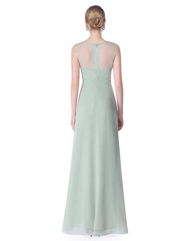 Empire Waist Long Pleated Flared Bridesmaid Dress