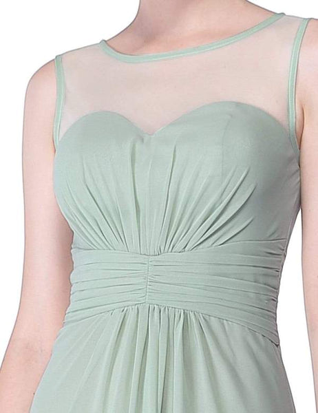 Empire Waist Long Pleated Flared Bridesmaid Dress