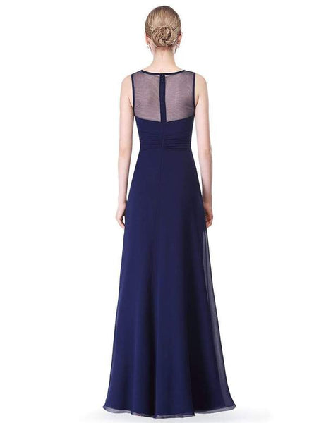 Empire Waist Long Pleated Flared Bridesmaid Dress