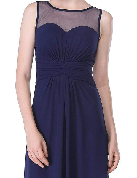 Empire Waist Long Pleated Flared Bridesmaid Dress