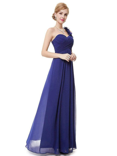 Royal Blue Ruched Frill Detail Maxi