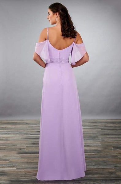 Lavender V Neck Cold Shoulder Flared Maxi