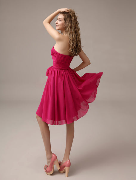 Fuchsia Pink Off-Shoulder Ruched Midi