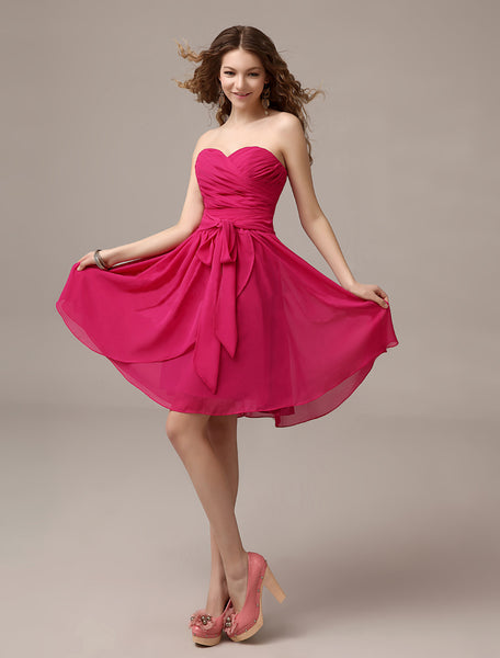 Fuchsia Pink Off-Shoulder Ruched Midi