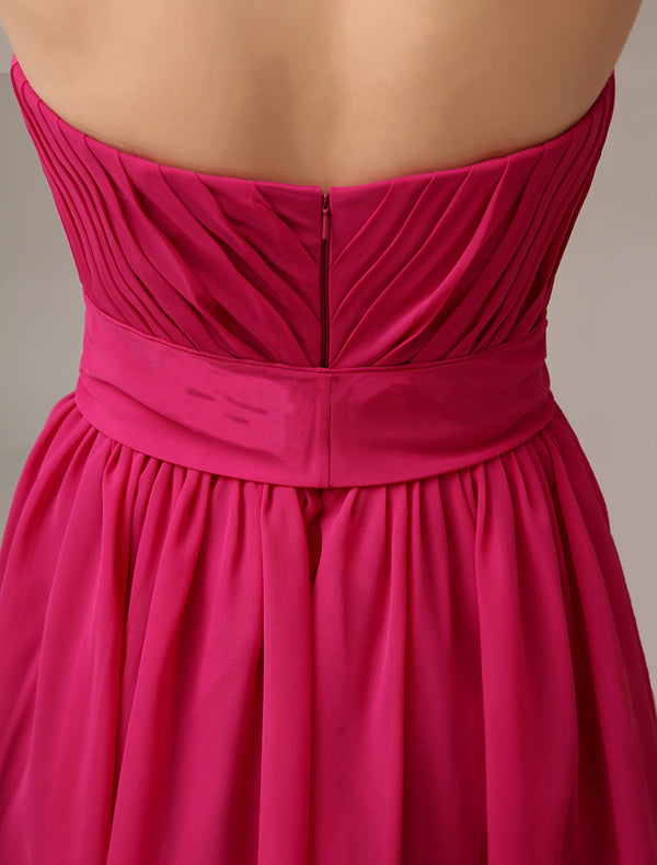 Fuchsia Pink Off-Shoulder Ruched Midi