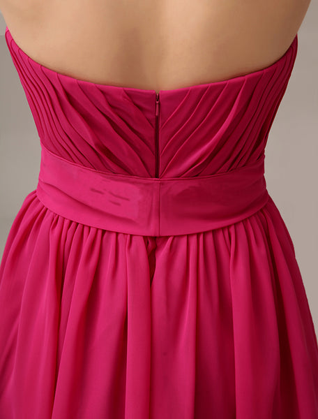 Fuchsia Pink Off-Shoulder Ruched Midi