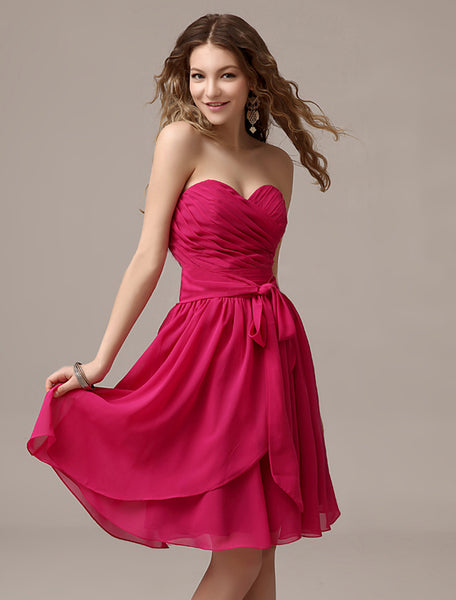 Fuchsia Pink Off-Shoulder Ruched Midi