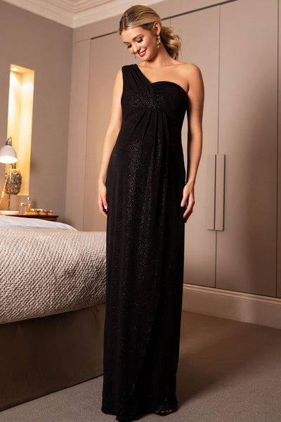 Black Sequins One Shoulder Maternity Photoshoot Gown