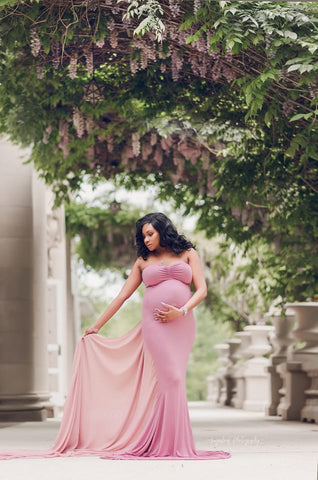 Dusty Pink Off-Shoulder Maternity Gown
