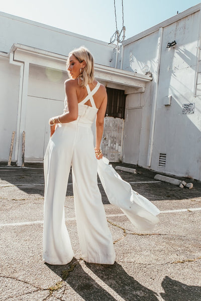 White Bustier With Flared High-Waist Pants Set