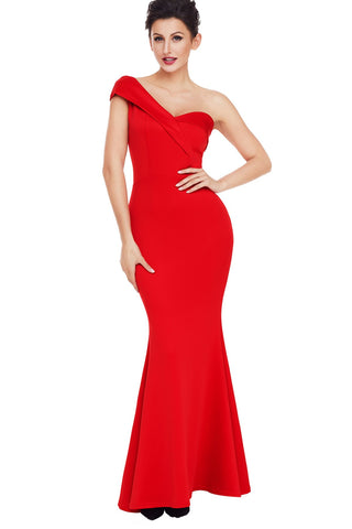 Red One-Shoulder Mermaid Gown